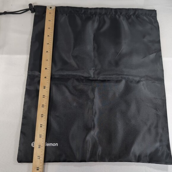 Lululemon Top Drawstring Black Bag Shoes Gym Clothes White Logo Storage Dust - Picture 6 of 8